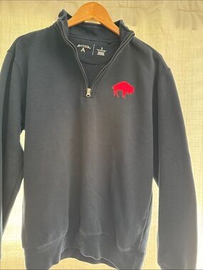 Antigua Navy Quarter-Zip Pullover with Red Buffalo Emblem